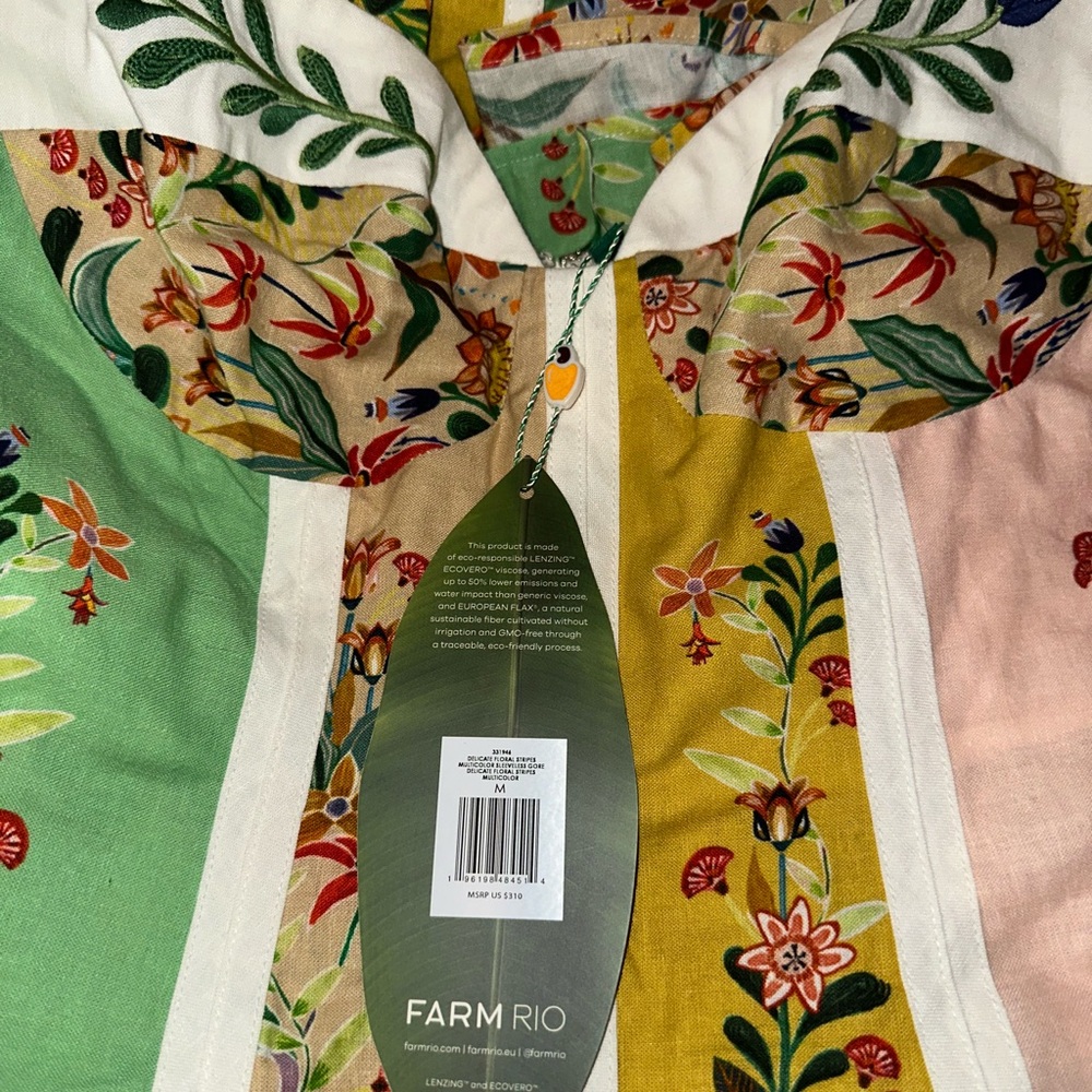 FARM RIO Floral Panel Maxi Dress in Green, Yellow & Pink - Picture 9 of 12